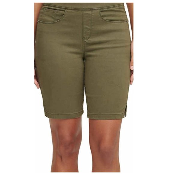 NWT DKNY Jeans Women's Comfort Stretch Pull-On Bermuda Short Olive XS S M L $65 - Picture 1 of 2
